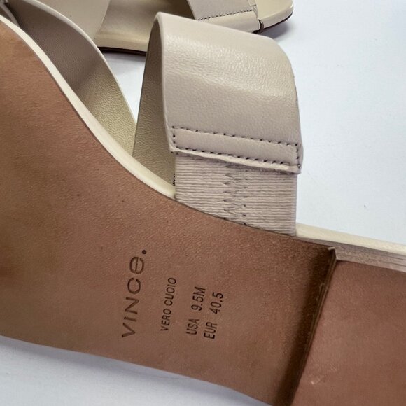 Vince Dylan Leather Flat Sandals Size 9.5M Beige Asymmetrical Slide Shoes - Picture 12 of 16